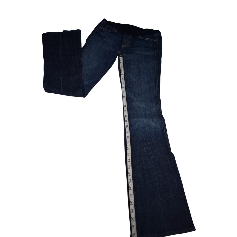 7 For All Mankind Dark Wash Wide Leg Maternity Jeans with Black Panel - Picture 4 of 8